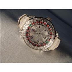 Quartz Diamond Roulette Aqua Ice Spinner Watch #2045573