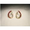 Image 1 : 14K YG Gold Ruby Diamond Hoop Hoops Earrings #2045582