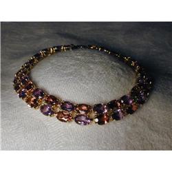 Estate 14K YG Amethyst Pink Tourmaline Bracelet#2045586