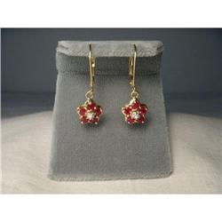 18K YG Gold Ruby Diamond Floral Hanging #2045588