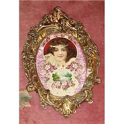 Exceptional  large oval gesso gold frame #2045651