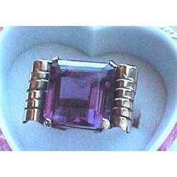 Fine Retro 18k rose gold amethyst ring #2045656