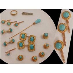 15 pc persian TURQUOISE Victorian Cufflink set #2045673