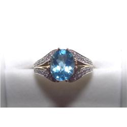 Estate Designer Blue Topaz Diamond Ring Gold #2045690