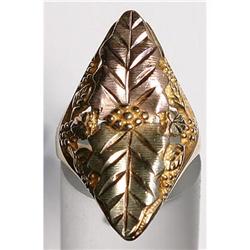 Hallmarked Estate Leaf Tri-color Gold Ring #2045694