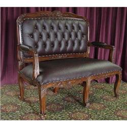 FRENCH VICTORIAN LEATHER LIBRARY SOFA SETTEE #2045738