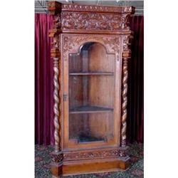 ANTIQUE BARLEY TWIST JACOBEAN CHINA CABINET #2045749