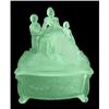Image 1 : Martha Washington Green Satin Glass Powder Jar #2055741