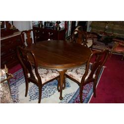 Walnut Round Table & Chairs 20's #2056022