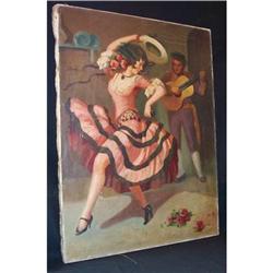Antique Dancing Woman Oil  Painting Hungarian  #2056026