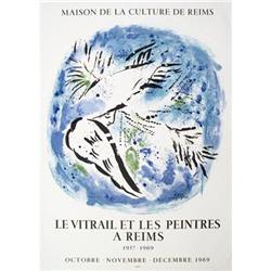 Chagall Stone Lithograph  Angel Against A Blue #2056050