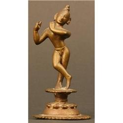 19th C. Indian Bronze Fluting Krishna Sculpture#2056219