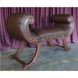 FRENCH VICTORIAN STYLE LEATHER BENCH SETTEE  #2056256