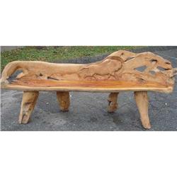 ANTIQUE ART ARCHITECTURAL BUFFALO GARDEN BENCH #2056273