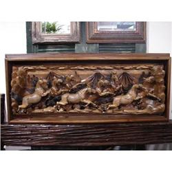 HUGE WALL ARCHITECTURAL HORSE RELIEF ART PLAQUE#2056275