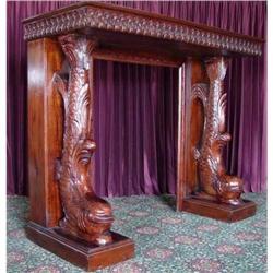 HUGE ARCHITECTURAL GOTHIC FIREPLACE MANTLE #2056286