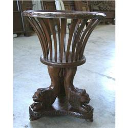 GOTHIC REVIVAL WALNUT LION PLANT STAND TABLE #2056300