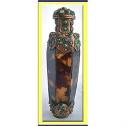ANTIQUE HEXAGONAL  SET W TURQUOISE SNUFF BOTTLE#2056316