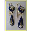 Image 1 : VICTORIAN DROP EARRINGS COBALT BLUE ENAMEL GOLD#2056325