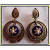 Image 1 : VICTORIAN GOLD & BLUE ENAMEL & PEARL EARRINGS #2056352