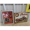 Image 1 : 2 Metal Modern Motorcycle Signs 1) Harley Davidson, 1) Indian, Both are 12" x 16"