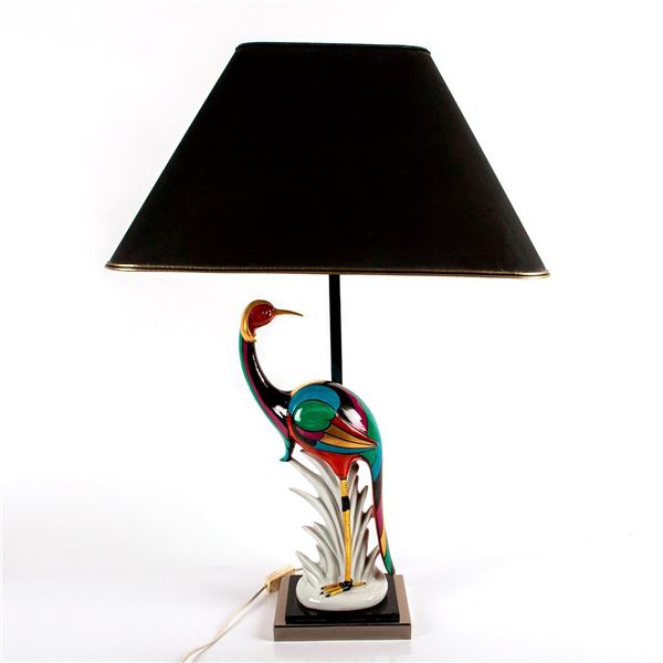 Manifattura Artistica Le Porcellane Porcelain Crane Lamp