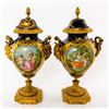 Pair Of Sevres Porcelain Lidded Decorative Vases
