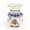 European Blue and White Floral Pierced Porcelain Vase