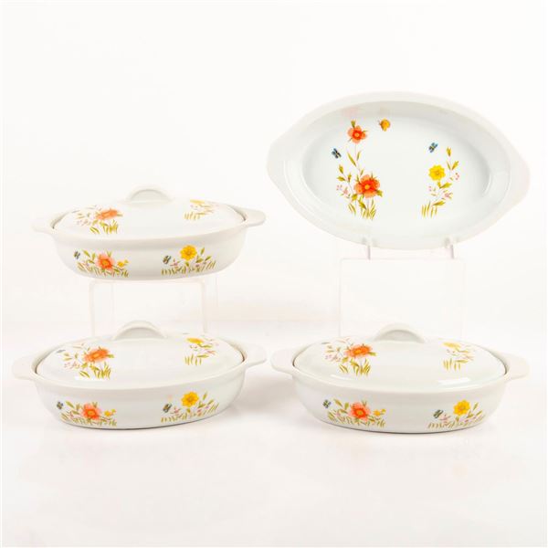 4pc Andrea By Sadek Country Flowers Casserole Dishes