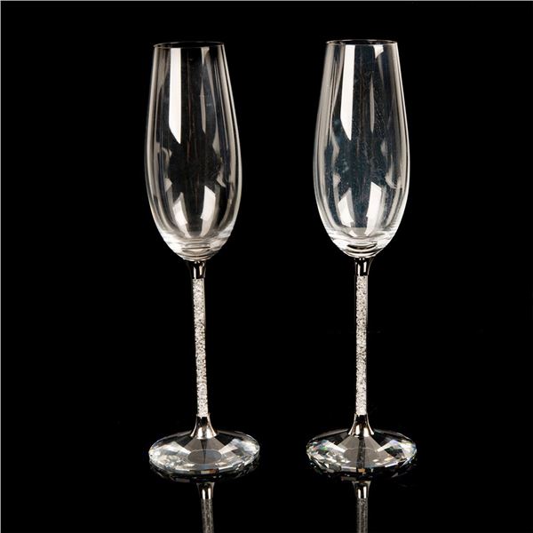 Pair of Swarovski Crystal Toasting Flutes