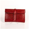 Image 1 : Red Patent Crocodile Embossed Leather Clutch Bag