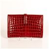 Image 2 : Red Patent Crocodile Embossed Leather Clutch Bag