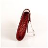 Image 3 : Red Patent Crocodile Embossed Leather Clutch Bag
