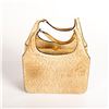 Image 2 : Vintage Beige Exotic Embossed Leather Handbag with Mirror