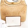 Image 7 : Vintage Beige Exotic Embossed Leather Handbag with Mirror