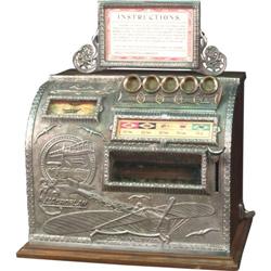 25c  1911 Mills L'Aeroplan Cast-Iron & Oak Trade Stim