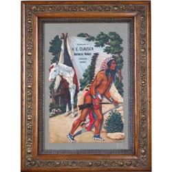 Cardboard die-cut Indian brave 7 Horse advertising H E