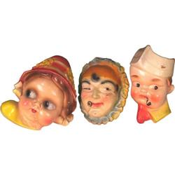 Lot of 3, Face Shaped String Holders