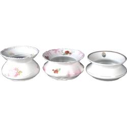 3 Ladies Spittoons. Late 1800's Painted China. All mint