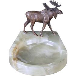 Austrian Bronze Moose on Onyx base ashtray. C 1890's.