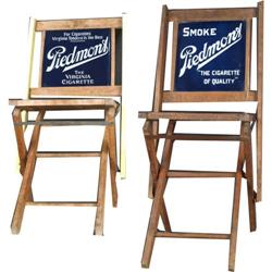 Lot of 2 Piedmont advertising chairs Blue porcelain top