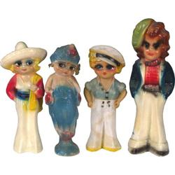 Lot of 4 Carnival Prize Chalk Figures