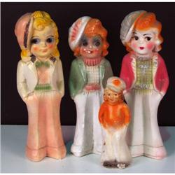 Lot of 4 Carnival Prize Chalk Figures