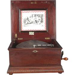 Imperial Symphonium wooden disc player with 10 discs