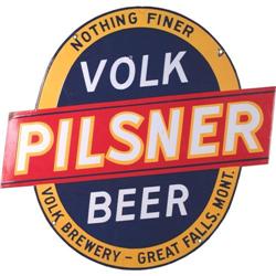 Volk Pilsner Beer  2 sided Porcelain Sign