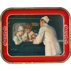 1927 Coca-Cola Serving Tray "Car Service"  10" x 13"
