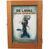 DeLaval Oak Display Cabinet w/Tin Sign & Product