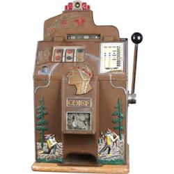 5c Jennings Chief Slot Machine w/Hunting Scene