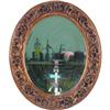 Image 1 : Oval Shaped Beveled Mirror in Restored Fancy Frame