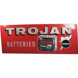 "Trojan Batteries" 1950's Sign  4 ' x 10' Near Mint